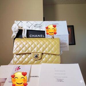 Chanel Classic Iridescent Yellow Caviar Gold Hw Medium Bag